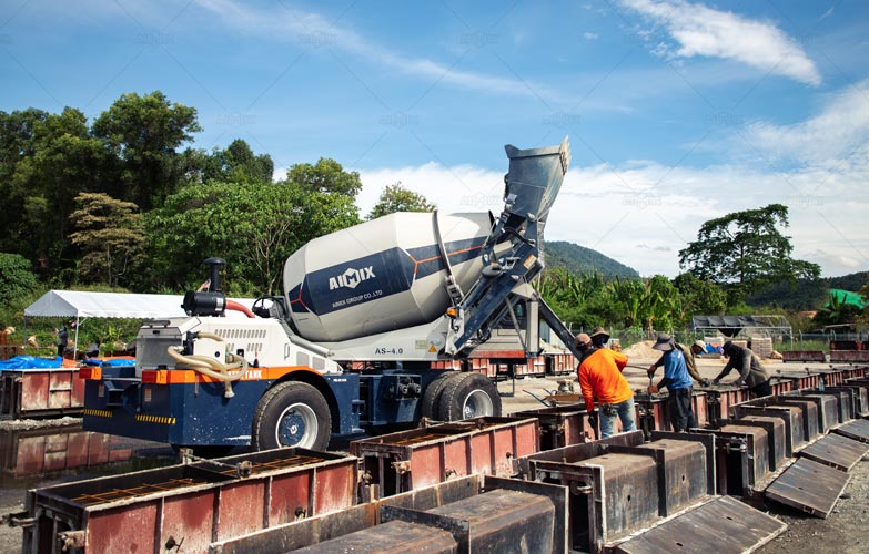 Self-loading Concrete Mixer for Manufacturing Prefabricated Concrete Elements